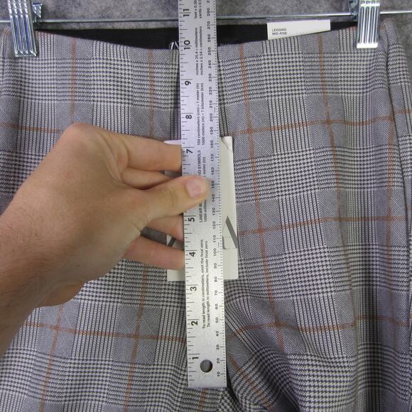 Zara Pants Womens XS Gray Plaid Mid Rise Leggings Slim Trousers Stretch New - Picture 5 of 9